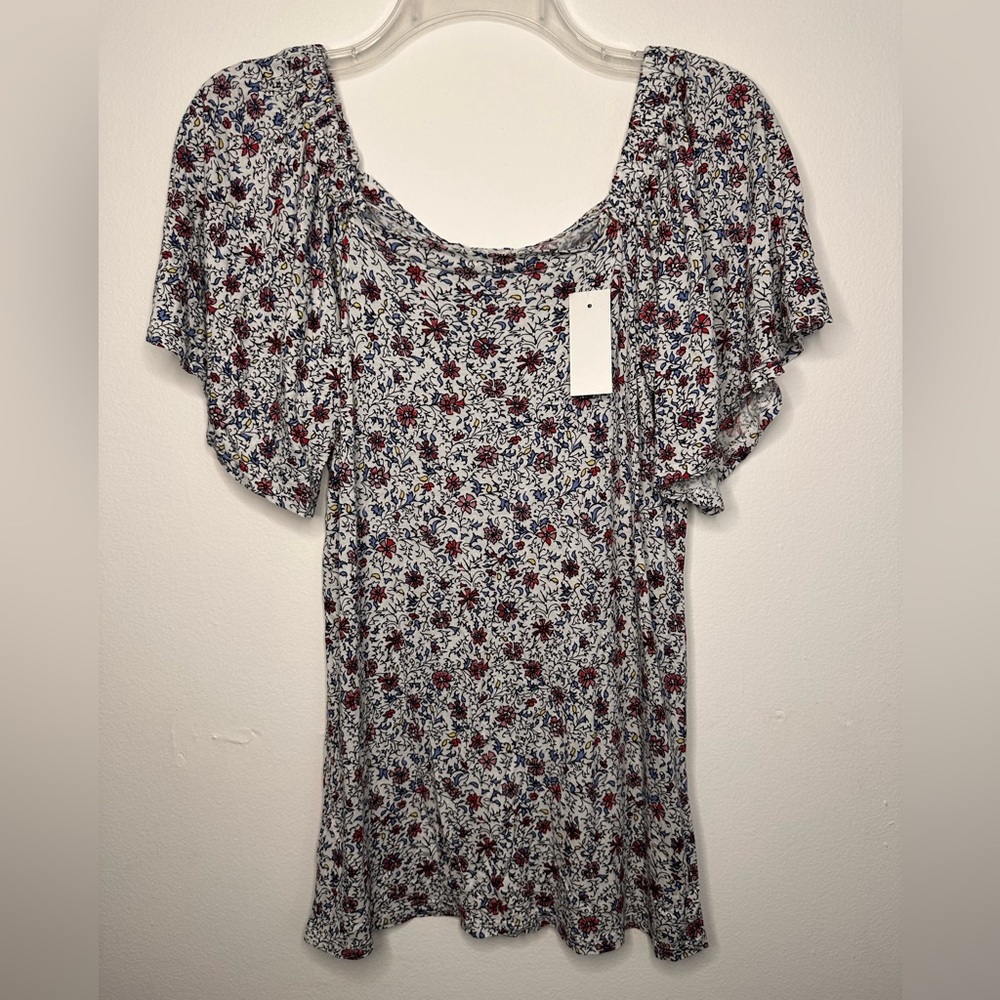 LOFT Floral Blouse NWT $40 Off Shoulder Stretchy Soft Casual